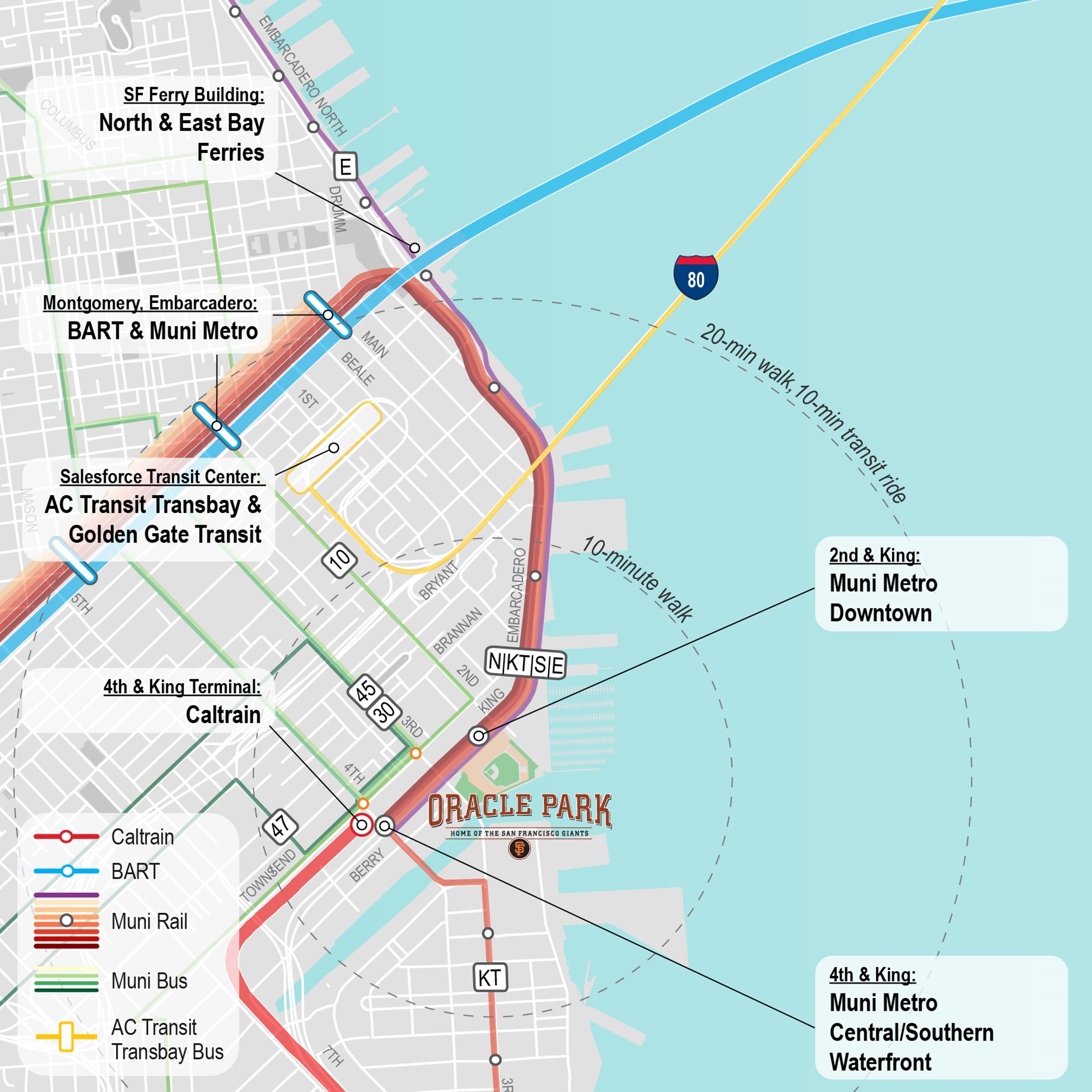 Oracle Park - Public Transporaton Map | Commencement