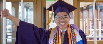 Graduate in cable car