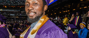 Man dressed in SF State Regalia at Oracle Park 